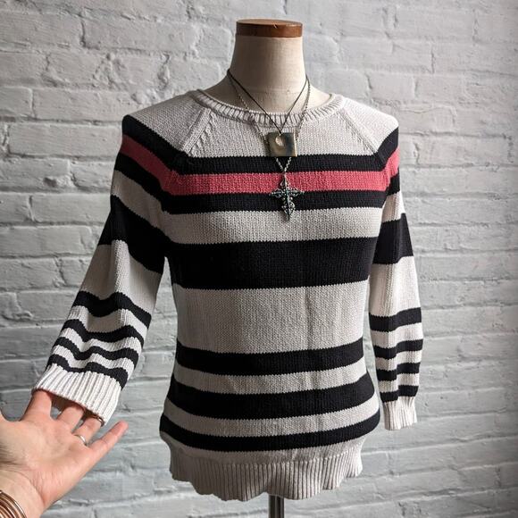 Vintage Chunky Knit Striped Grunge Statement Colorblock Chic Jumper Sweater Top - Picture 1 of 6